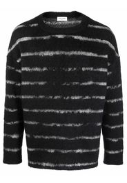 Saint Laurent stripe pattern fuzzy jumper - Nero