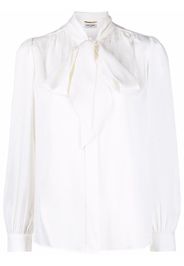 Saint Laurent pussy-bow collar silk blouse - Bianco