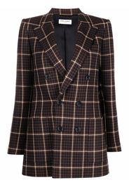 Saint Laurent checked double-breasted blazer - Marrone