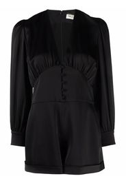 Saint Laurent long-sleeve silk playsuit - Nero