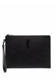 Saint Laurent logo-plaque clutch bag - Nero