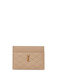 Saint Laurent logo-plaque leather cardholder - Toni neutri