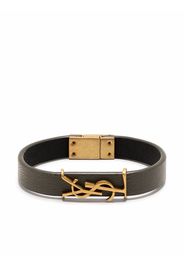 Saint Laurent leather logo bracelet - Grigio