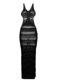 Saint Laurent cut-out striped crochet maxi dress - Nero