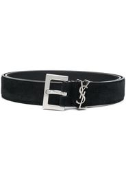 SAINT LAURENT logo-plaque leather belt - Nero