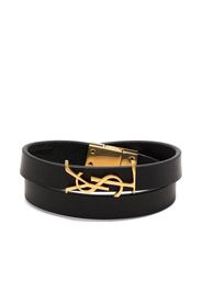 Saint Laurent YSL logo-plaque leather bracelet - Nero