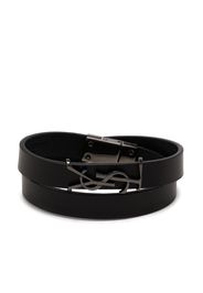 Saint Laurent YSL logo-plaque leather bracelet - Nero