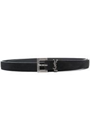 Saint Laurent Cintura con placca logo - Nero