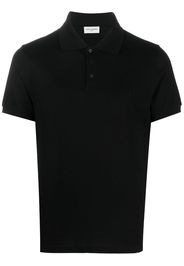 Saint Laurent embroidered-logo short-sleeved polo shirt - Nero