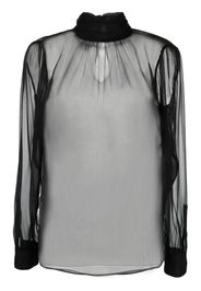 Saint Laurent semi-sheer long-sleeve blouse - Nero