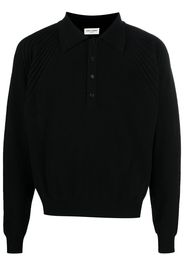 Saint Laurent knitted long sleeve polo shirt - Nero