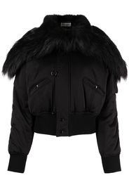 Saint Laurent faux-fur trimmed cropped bomber jacket - Nero