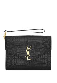 Saint Laurent logo-plaque clutch bag - Nero