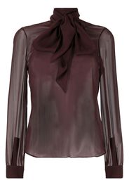 Saint Laurent Blusa semi trasparente - Marrone