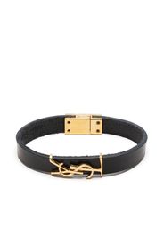 Saint Laurent leather logo-plaque bracelet - Nero