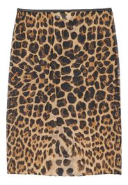 Saint Laurent leopard-print silk midi skirt - Marrone