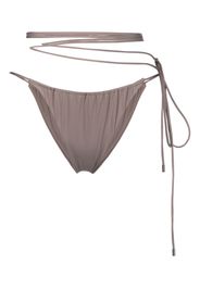 Saint Laurent wraparound lace-up bikini bottom - Marrone