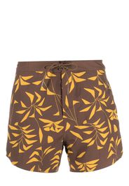 Saint Laurent Sunset-print swim shorts - Marrone