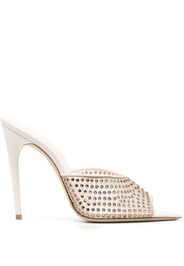 Saint Laurent crystal-embellished 120mm leather mules - Toni neutri