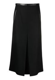 Saint Laurent pleat-detail wool-blend midi skirt - Nero