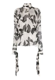 Saint Laurent butterfly-print silk blouse - Toni neutri