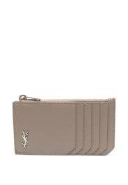 Saint Laurent Portacarte con placca logo - Grigio