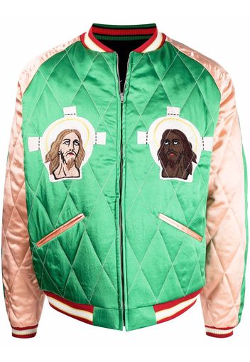SAINT MXXXXXX embroidered-slogan bomber jacket - Verde