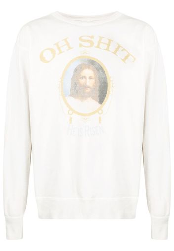 SAINT MXXXXXX He Is Risen print sweatshirt - Bianco