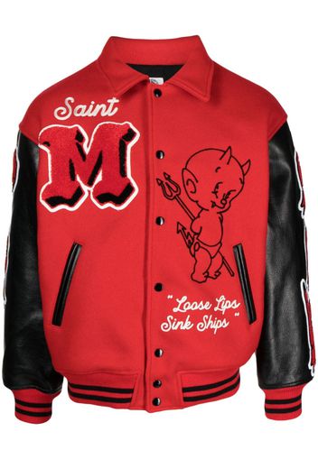 SAINT MXXXXXX Devil varsity letter jacket - Rosso