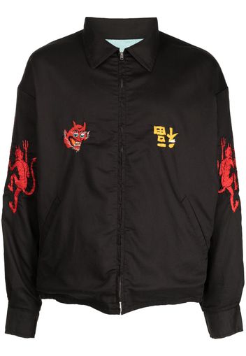 SAINT MXXXXXX graphic-embroidered shirt jacket - Grigio