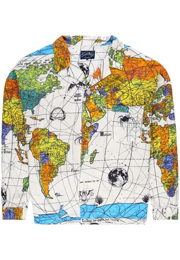 SAINT MXXXXXX World Map notched-collar shirt - Bianco