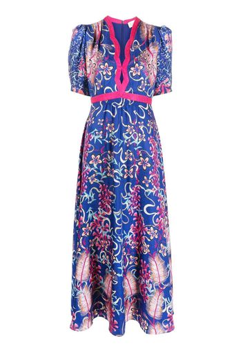 Saloni Tabitha floral-print silk dress - Blu