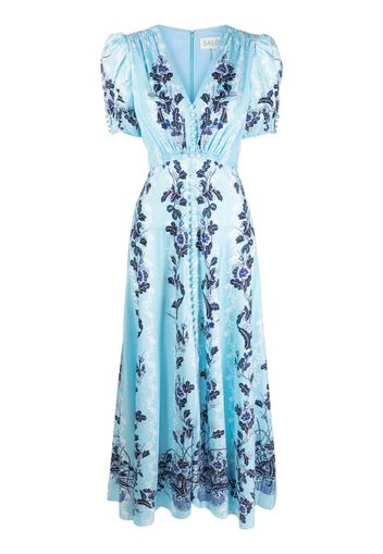 Saloni Lea floral-print midi dress - Blu
