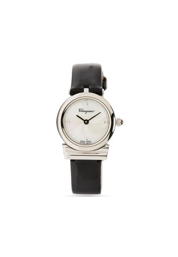 Salvatore Ferragamo Watches Gancini round leather-strap watch - Nero