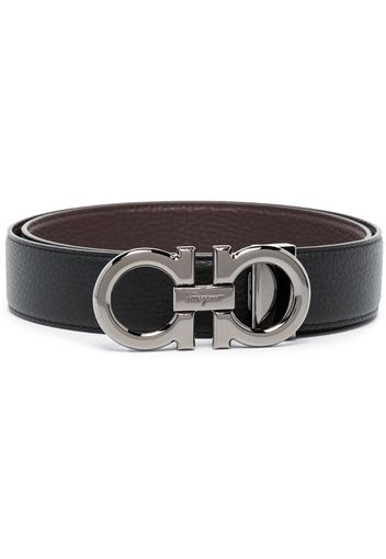 Black Gancini logo buckle leather belt