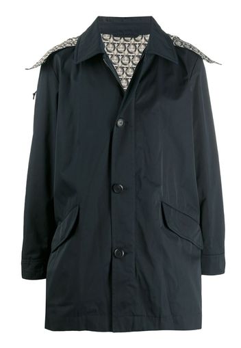 hooded button-up jacket