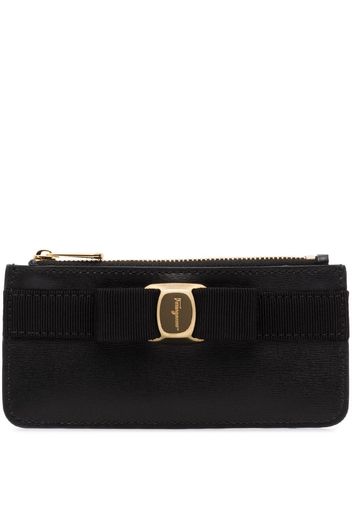 Black Vara bow long leather wallet