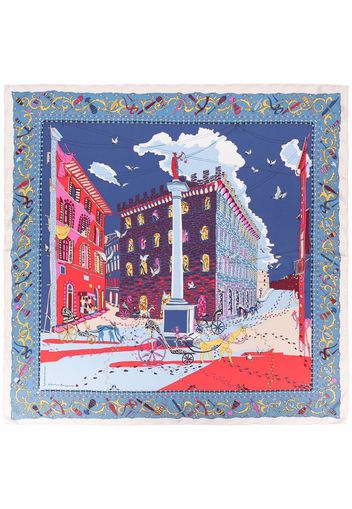 Salvatore Ferragamo Palazzo Spini-Feroni print scarf - Blu