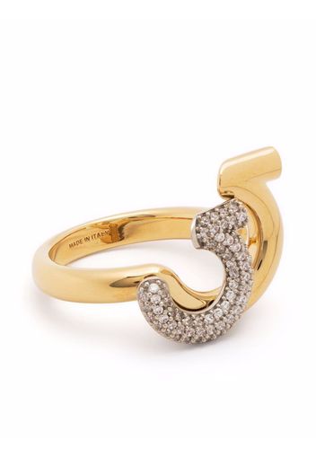 Salvatore Ferragamo Gancini crystal-embellished ring - Oro