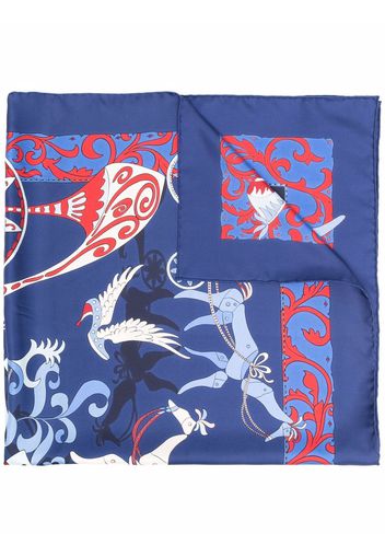 Salvatore Ferragamo embroidered silk scarf - Blu