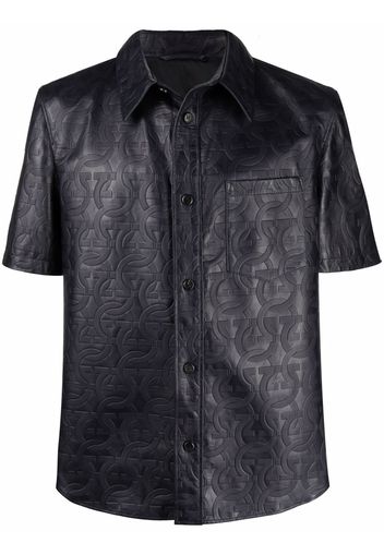 Salvatore Ferragamo Gancini-print leather shirt - Blu