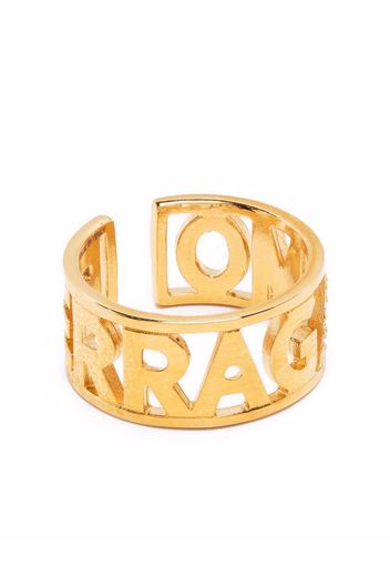 Salvatore Ferragamo crystal logo letter ring - Oro