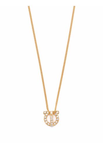 Salvatore Ferragamo Gancini crystal pendant necklace - Oro