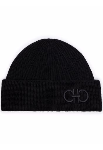 Salvatore Ferragamo Gancini-logo wool beanie - Nero