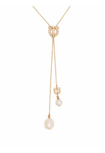 Salvatore Ferragamo Gancini crystal pearl necklace - Oro