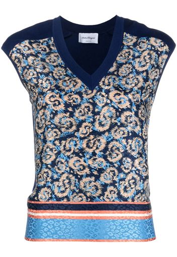 Salvatore Ferragamo all-over graphic-print V-neck vest - Blu