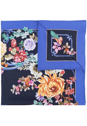 Salvatore Ferragamo floral-print silk scarf - Blu