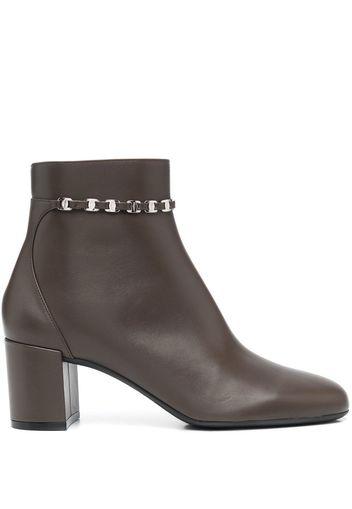 Salvatore Ferragamo chain-link leather ankle boots - Marrone