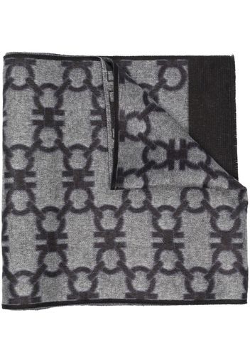 SALVATORE FERRAGAMO Gancini-pattern knitted scarf - Grigio