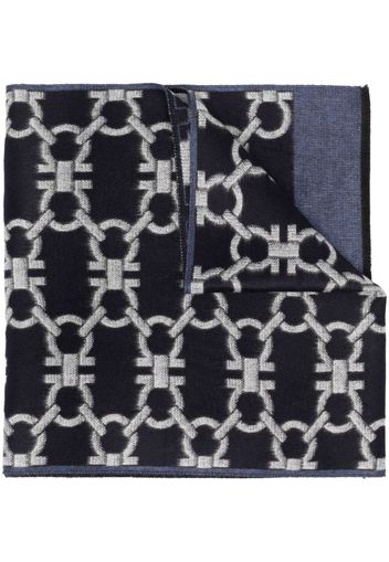 SALVATORE FERRAGAMO Gancini-pattern knitted scarf - Blu